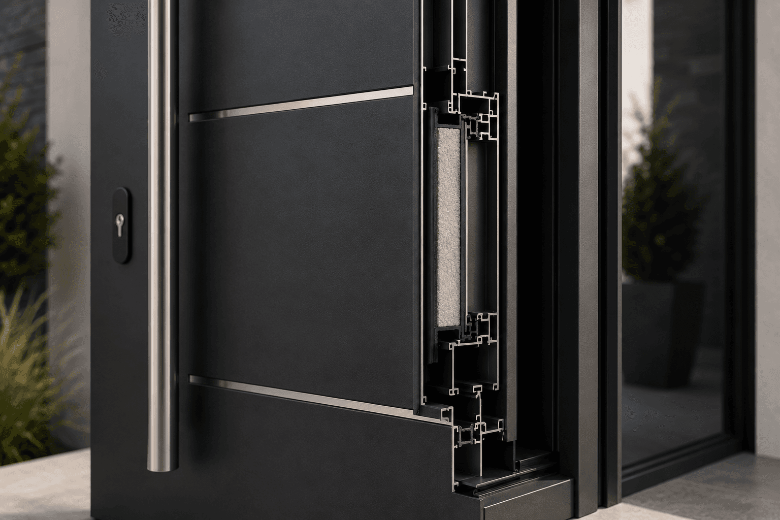 Detalj ALU 65 panela ulaznih vrata